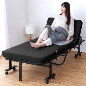 アイリスオーヤマ 折りたたみベッド シングル ハイタイプ コンパクト 折り畳み 折りたたみ おしゃれ お洒落 組立簡単 来客用 省スペース シンプル OTBSS-KRH ブラック