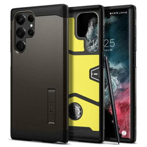 Spigen Galaxy S22 Ultra �P�[�X [ SC-52C | SCG14 ] 3�w�\�� �X�^���h�t�� �ČRMIL�K�i�擾 �J�����ی� ���h�~ �Ռ��z�� ���C�����X�[�d�Ή� �^�t�A�[�}�[ ACS03924 (�K�����^��)