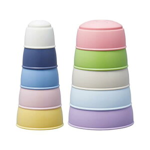 トイローヤル かさねやすいコップがさね (コップ遊び/お風呂遊び) 赤ちゃん おもちゃ (知育玩具/指遊び/色遊び) ベビートイ コップタワー 重ねる 積む パステルカラー