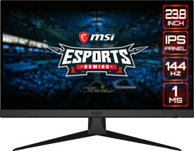 MSI G242、24インチゲーミングモニター、1920 x 1080 (FHD)、IPS、1ms、144Hz、FreeSync、HDMI、DisplayPort、Tilt。