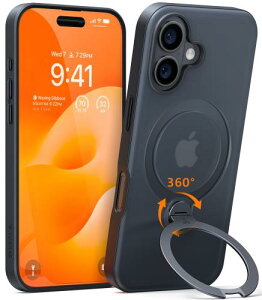 ČRϏՌ360° ]X^h TORRAS iPhone 16 p P[XČRKi cΉ Ot }Olbg CX[dΉ ϏՌ hw  ӂ16 pP[X Ostand Q3 Spin ubN