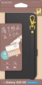 �G���R�� Galaxy A25 5G (SC-53F) �P�[�X �蒠�^ �}�O�l�b�g�� ���U�[ �ϏՌ� �Ռ��z�� �J�[�h���[ �X�^���h�@�\ �n���h�X�g���b�v�t�� �u���b�N PM-G253PLFY4BK