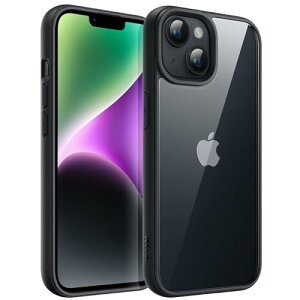 JETech iPhone 14 6.1�C���`�p �P�[�X �ϏՌ��X�}�z�o���p�[�J�o�[ �\���b�h�J���[ �}�b�gTPU�t���[�� �����h�~ �N���A�o�b�N (�~�b�h�i�C�g)