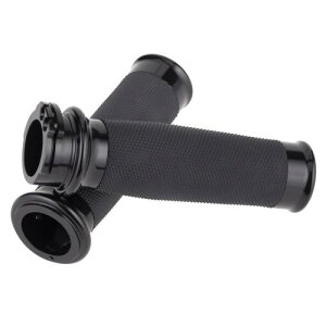 キジマ(Kijima) バイクパーツ グリップ メトラ アルミビレット製 ローレットラバー 128mm φ35mm 非貫通タイプ ハーレー ブラック HD-04786