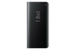 Swehoo Samsung �T���X�� �����i Galaxy S8+ �N���A�r���[ Clear View Standing Cover �蒠�^ �P�[�X �J�o�[���s�A���i (Black)
