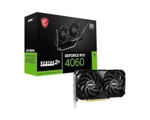 MSI GeForce RTX 4060 Ventus 2X �u���b�N 8G OC �Q�[�~���O�O���t�B�b�N�J�[�h - 8GB GDDR6X PCI Express Gen 4 128�r�b�g 3X DP v 1.4a HDMI 2.1a (4K 8K HDR�Ή�)