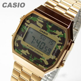 CASIO カシオ A-168WEGC-3/A168WEGC-3 スタンダード デジタル メンズ クロノグラフ カモ/ゴールド キッズ 子供 かわいい チープカシオ チプカシ 腕時計
