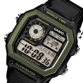 CASIO カシオ AE-1200WHB-1B/AE1200WHB-1B ワールドトラベラー デジタル ブラック/グリーン キッズ 子供 かわいい メンズ/ユニセックス チープカシオ チプカシ 腕時計