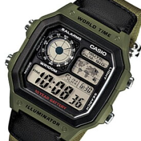 【メール便送料無料】 CASIO カシオ AE-1200WHB-3B/AE1200WHB-3B ワールドトラベラー デジタル グリーン キッズ 子供 かわいい メンズ/ユニセックス チープカシオ チプカシ 腕時計
