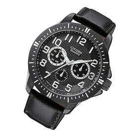 CITIZEN（シチズン） AG8315-04E クォーツ レザーベルト ブラック ミリタリーテイスト メンズウォッチ 腕時計【あす楽対応】