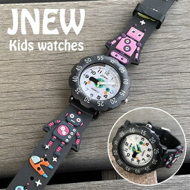 JNEW KIDS/キッズウォッチ 男の子 ロボット 子供用のプレゼントに! ベゼル付きブラック 可愛い/カワイイ、キュートな3D/立体模様のウォッチ 生活防水 ラバーベルトの腕時計