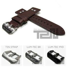 【24MM／22MM 120／80】 LUM-TEC （ルミテック） ST305-24 本皮レザーベルト／ストラップ リベット ダークブラウン 替えベルト 腕時計用