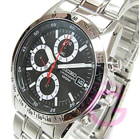 SEIKO （セイコー） SND371P クロノグラフ ステンレスベルト ブラック メンズウォッチ 腕時計