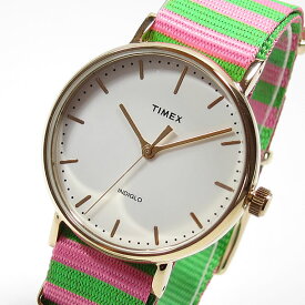 TIMEX（タイメックス） TW2P91800 Weekender Fairfield ／ウィークエンダー フェアフィールド 37mm グリーン×ピンク ボーダー ユニセックスウォッチ 腕時計 【あす楽対応】