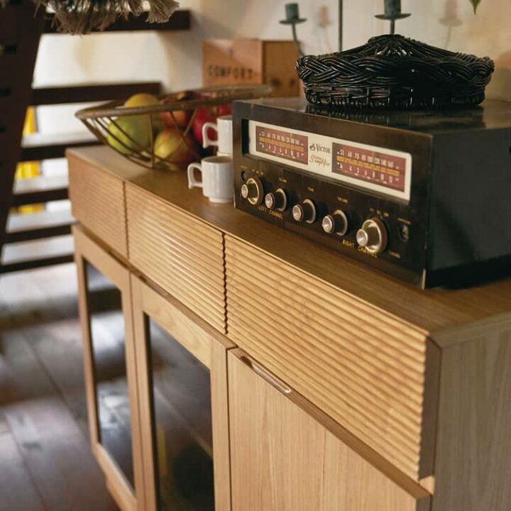 楽天市場】食器棚 カップボード 収納家具 W120×D41.5×H83 フルモス 120 