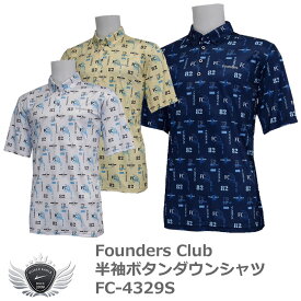 ファウンダースクラブ マリーンテイストな柄を集めた爽やかな夏のイメージ 半袖ボタンダウンシャツ FC-4329S