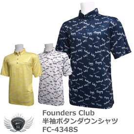 ファウンダースクラブ 存在感抜群英字プリント柄半袖ボタンダウンシャツ FC-4348S