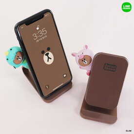 置いて充電 LINE FRIENDS急速充電対応 ワイヤレス充電スタンド ジャングルブラウンiPhone android LINE FRIENDS公式ライセンス商品KCL-SPT001 10P 8809490821834