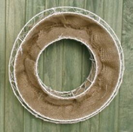 リース メッシュプランター ラウンド 丸 35cm S字フック付 寄せ植え ハンギング リングバスケット ホワイト 麻布