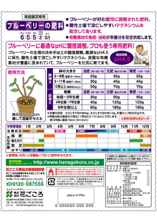楽天市場 ブルーベリーの肥料 500g 花ごころ 植木鉢 鉢カバー専門店グーポット