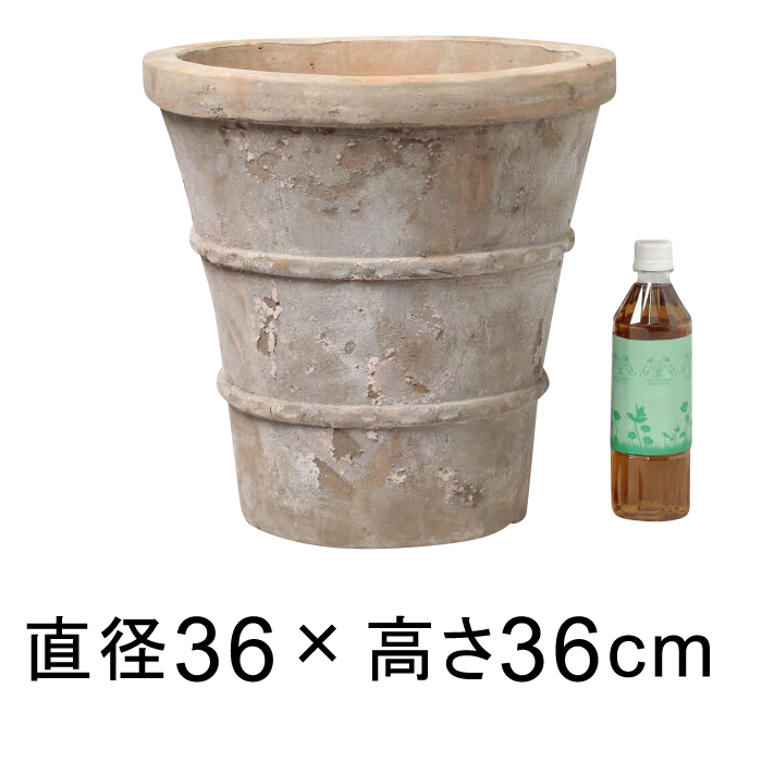 楽天市場】横ライン 丸型 アンティーク 素焼き鉢 テラコッタ鉢 RV 36cm