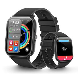スマートウォッチ Bluetooth通話 1.9インチHD大画面 通話機能付き 健康管理 音楽再生 腕時計 GPS 歩数計 着信通知 カスタム文字盤 iPhone/Android対応 日本語対応 ブラック