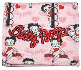 ベティー（ベティ）ブープ　BETTY BOOP3つ折り財布　財布　総柄布に刺繍入りピンク　ロゴ刺繍
