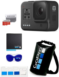 GoPro HERO8 Black CHDHX-801-FW +予備バッテリー+ 認定microSDカード32GB + 公式ストア限定 非売品メガホルダー(青)&ドライバッグ&ステッカーセット