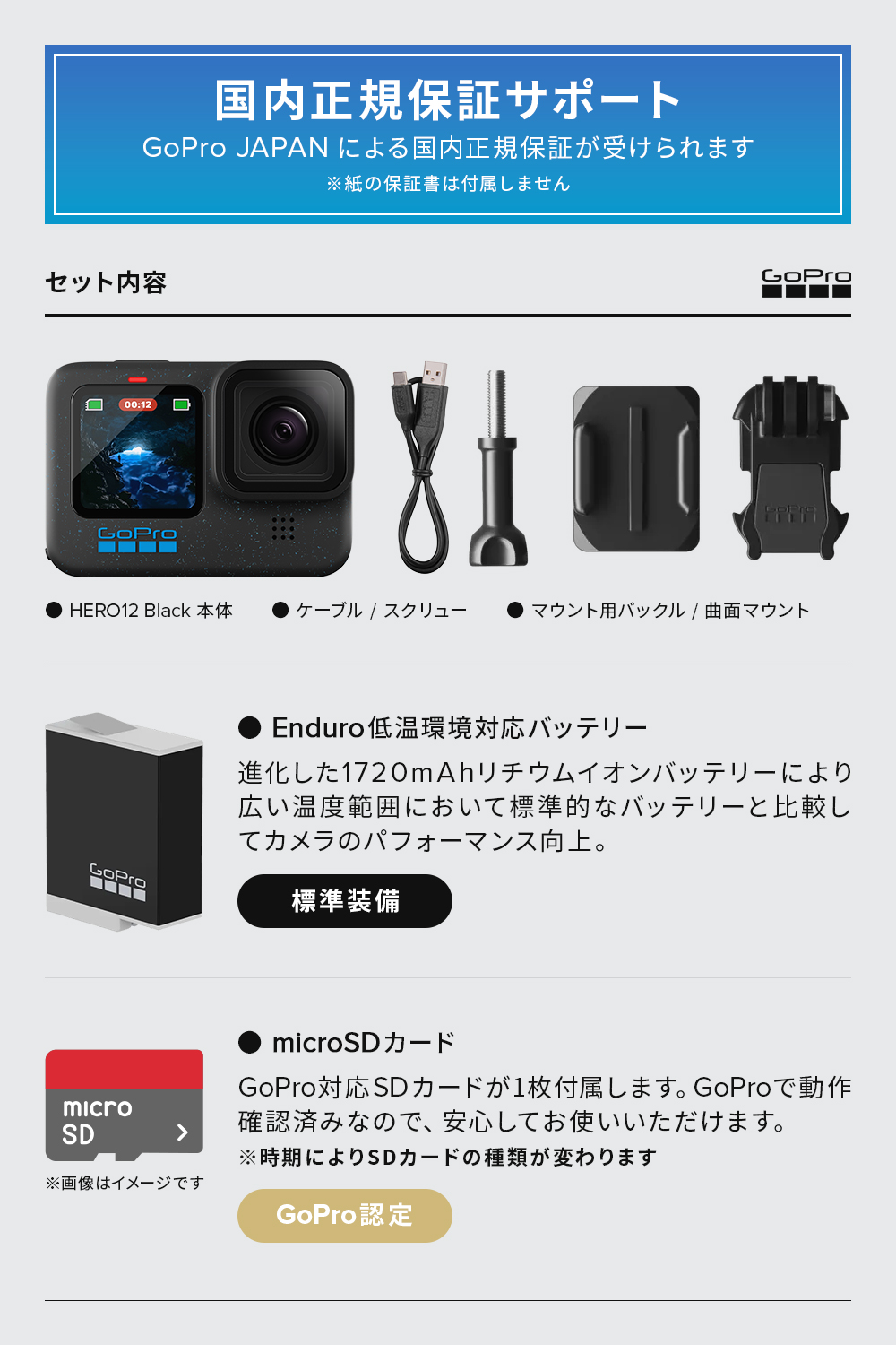 楽天市場】【GoPro公式限定】GoPro HERO12 Black 認定SDカード付 国内
