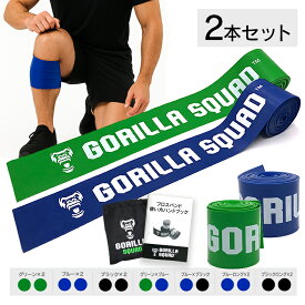 【筋膜リリース・リカバリーに】フロスバンド 各色2本セット 250cm×5cm 使い方マニュアル&キャリーバッグ付 ゴリラフロス フロッシング コンプレッションバンド 脚 膝 肩 肉離れ 捻挫 テニス肘 ゴルフ肘 膝の痛み 股関節の可動性 足首 GORILLA SQUAD アスリート向け