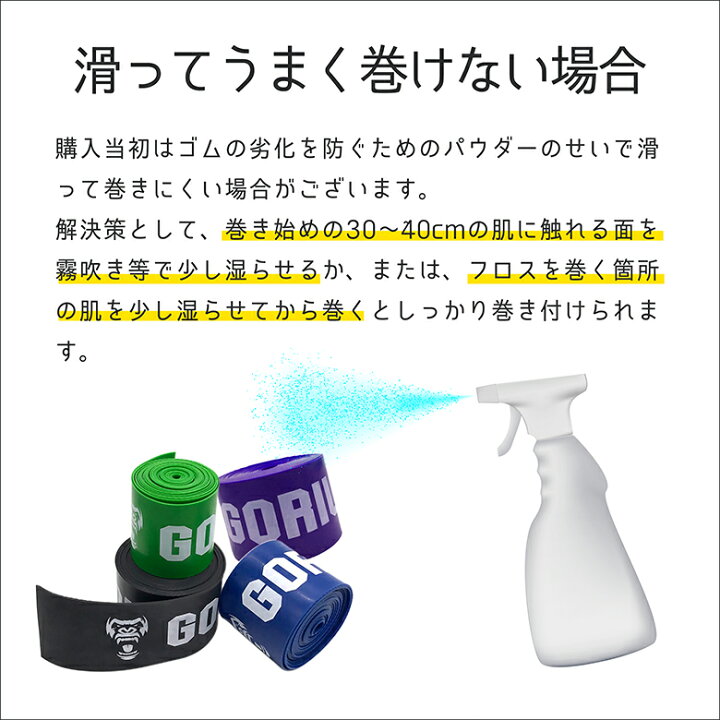 楽天市場 フロスバンド パープル 350cm 使い方マニュアル キャリーバッグ付 ゴリラフロス フロッシング コンプレッションバンド ラテックス 筋膜リリース 筋肉ほぐし リカバリ 肉離れ 捻挫 テニス肘 膝の痛み 股関節の可動性 足首 Gorilla Squad Ss Gorilla Squad