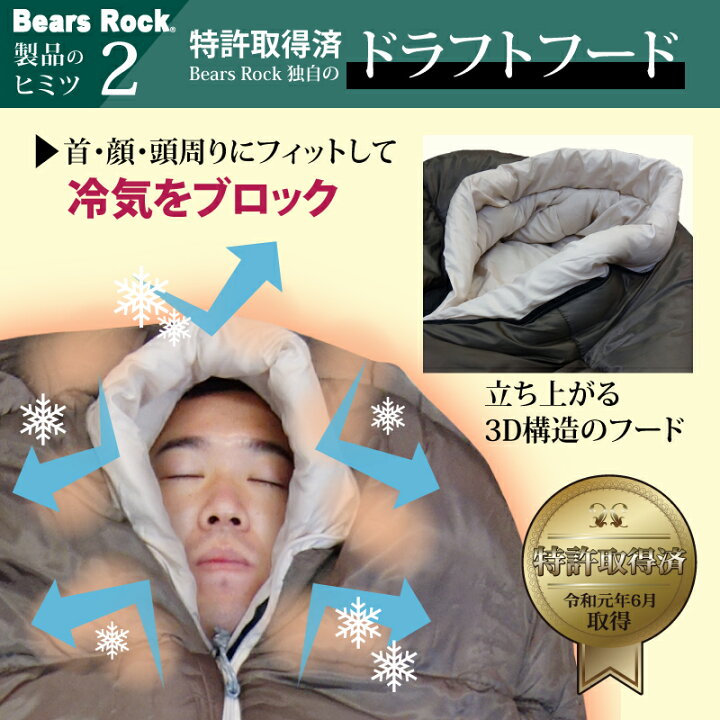 楽天市場】【Bears Rock】 -15度 マミー型 ふっくらと包み込まれる暖か 