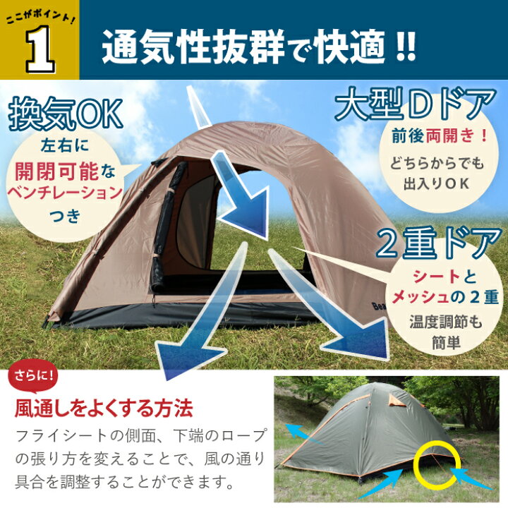 楽天市場】4～5人用 スピードテント 設営5分 【Bears Rock】 ハヤブサ 