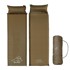 【Bears Rock】 寝心地のよさでロングセラー 自動膨張式 定番 キャンプマット 5cm シングル 寝袋マット エアーマット マットレス インフレーター インフレータブル 軽量 張りと弾力 枕付き 車中