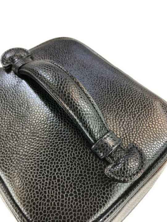 楽天市場】CHANEL キャビアスキン バニティ 化粧ポーチ ブラック  