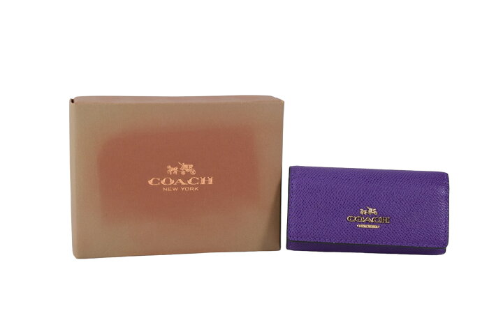 楽天市場】COACH コーチ 6連キーケース キーリング レザー パープル 