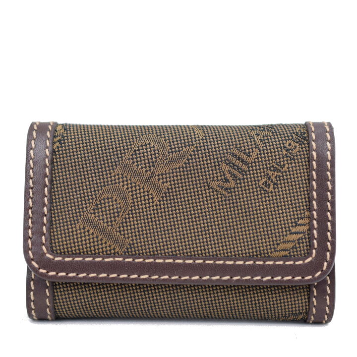 楽天市場】プラダ PRADA 6連キーケース 鍵 キャンバス レザー ブラウン  