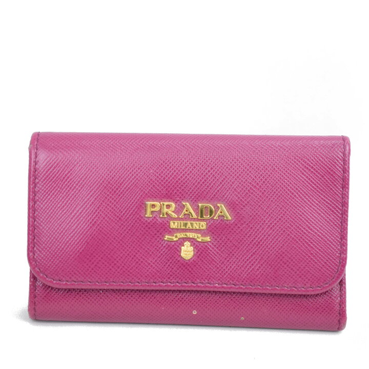 楽天市場】プラダ PRADA 6連キーケース ロゴ パープル×ゴールド金具 