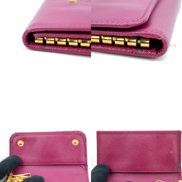 楽天市場】プラダ PRADA 6連キーケース ロゴ パープル×ゴールド金具 