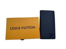 LOUIS VUITTON ルイヴィトン M81810 ポルトフォイユ・ブラザNM　ネイビー アエログラム・レザー 二つ折り長財布【中古】【送料無料】