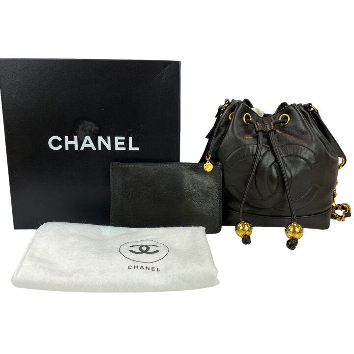楽天市場】シャネル CHANEL 巾着 ショルダーバッグ ブラック/ゴールド  