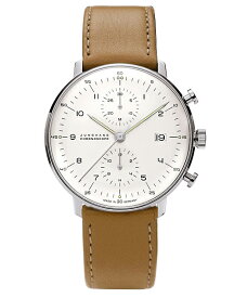 ユンハンス マックスビル 027 4502 02 サファイアクリスタル 腕時計 メンズ JUNGHANS Max Bill Chronoscope 027/4502.02 自動巻 レザーストラップ