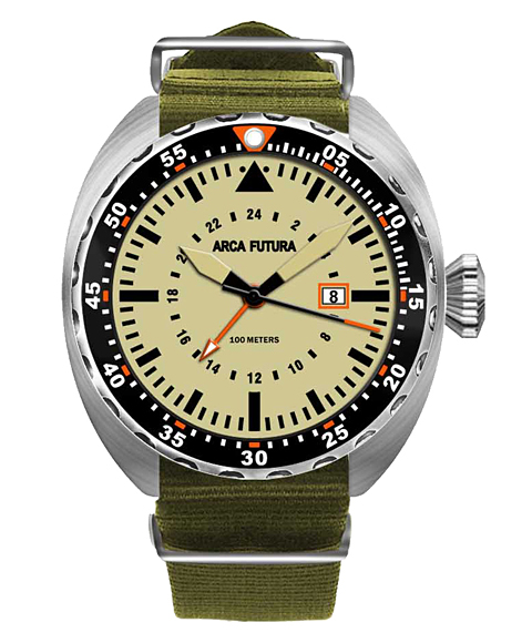 腕時計 3750IV1 アルカフトゥーラ アウトレット メンズ オリーブ系 クロノグラフ ダイバーズ ARCAFUTURA メンズ腕時計