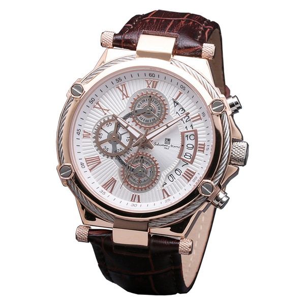 サルバトーレマーラ SM18102-PGWH 腕時計 メンズ Salvatore Marra クロノグラフ レザーストラップ ブラウン系 メンズ腕時計