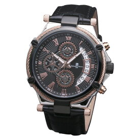 サルバトーレマーラ SM18102-PGBK 腕時計 メンズ Salvatore Marra クロノグラフ レザーストラップ ブラック系