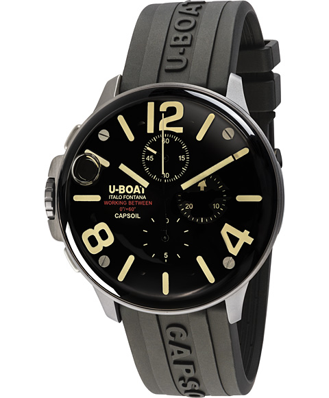 U-BOAT 腕時計 ユーボート カプソイル クロノ SS ラバー 格安SALEスタート 2021春大特価セール！ 8111R メンズ RUBBER ブラック系 CHRONO CAPSOIL