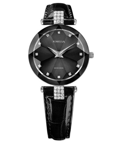 レディース 腕時計 5.620.M ストラス ファセット ジョウィサ JOWISSA ブラック系 レザーストラップ J5シリーズ Strass Facet レディース腕時計