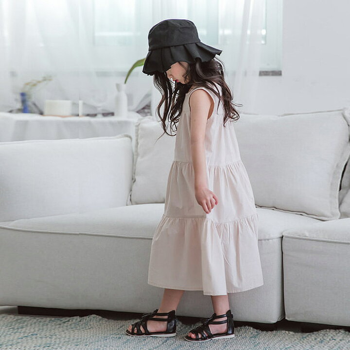 楽天市場 韓国子供服 ワンピース女の子 かわいい ノースリーブ ティアードスカート 夏 キッズ Miniroi ミニロイ Ad 454 ゆうパケット送料無料 郵3 Inbloom