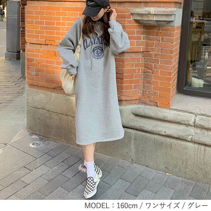 楽天市場 ワンピース スウェット ワンピ パーカーワンピ カレッジロゴ 袖バルーン 大きいサイズ レディース ビッグシルエット W672 Inbloom