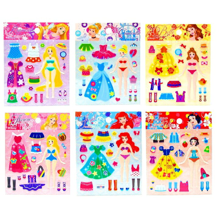 楽天市場 ディズニープリンセス 着せ替えシール 24個セット 景品 縁日 お祭り シール オモチャ おもちゃ 玩具 業務用 景品玩具 貼る 子供会 自治会 お祭りバンク